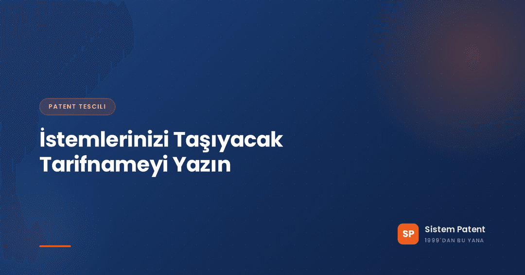 Bir mühendisin teknik resimler ve istem metnini yan yana incelediği ayrıntılı bir patent tarifnamesi