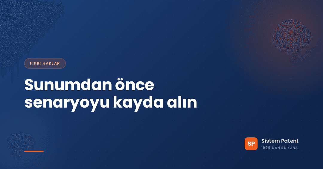 Bir yapımcının sunum masasının yanında tarihli ve tescilli bir senaryo müsveddesi; stüdyo görüşmesinden önce telif korumasını anlatan görsel.